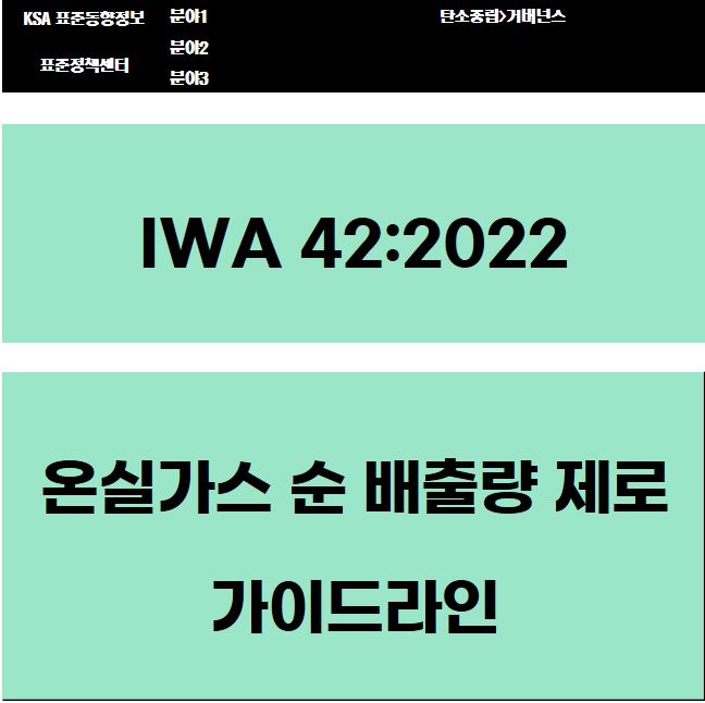 IWA 42:2022 온실가스 순 배출량 제로 가이드라인 대표이미지
